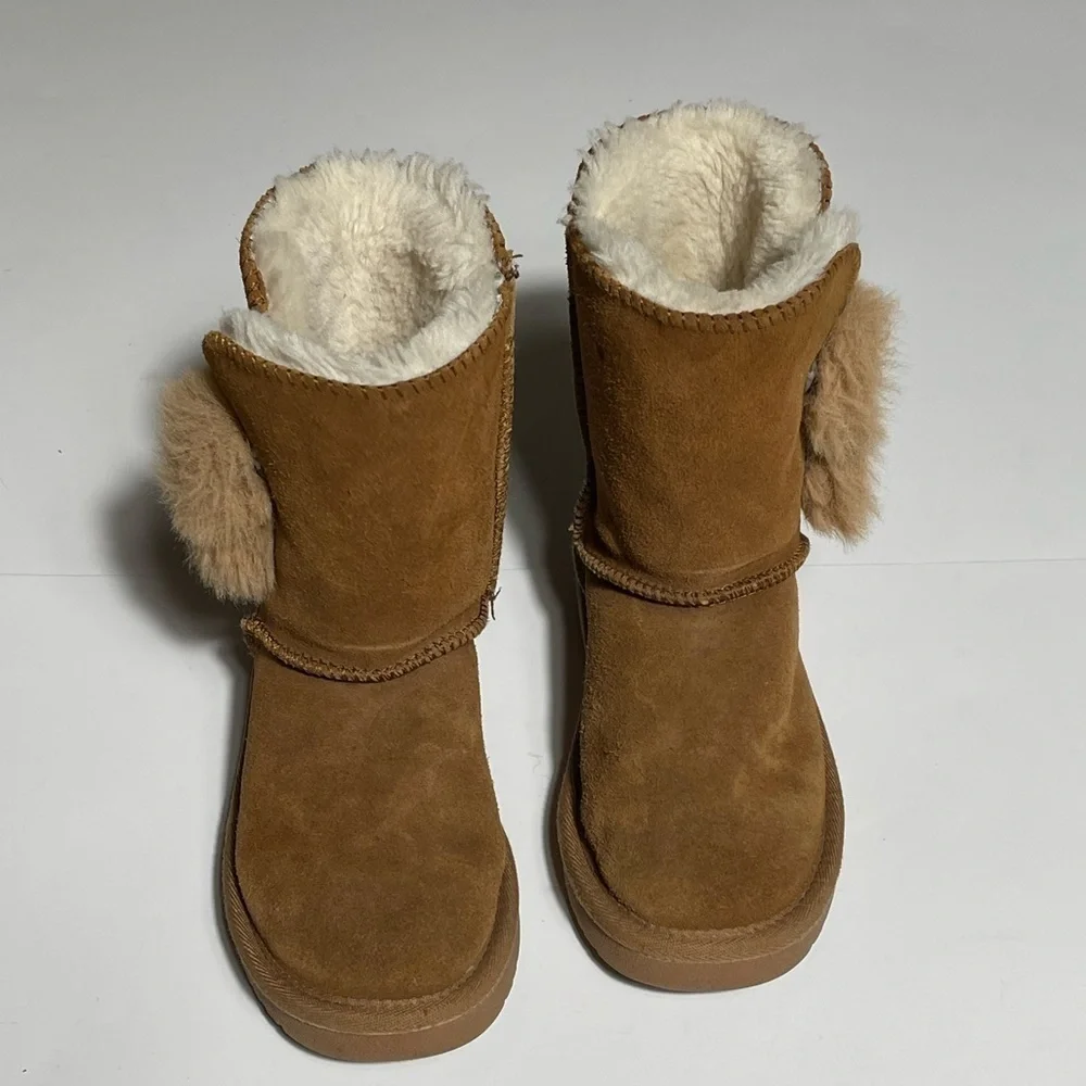 DREAM PAIRS Girls Boots Winter Snow Suede Mid Calf Boots Faux Fur Lined Fuzzy 12